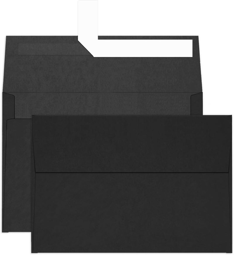 Goefun 100 Pack A4 Black Envelopes 4x6 Self Seal, 120 GSM Printable 4.25 x 6.25 Black Invitation Envelopes for 4x6 Cards, Graduation, Wedding Invitations, Photos, Baby Shower, and Various Holidays - Image 1